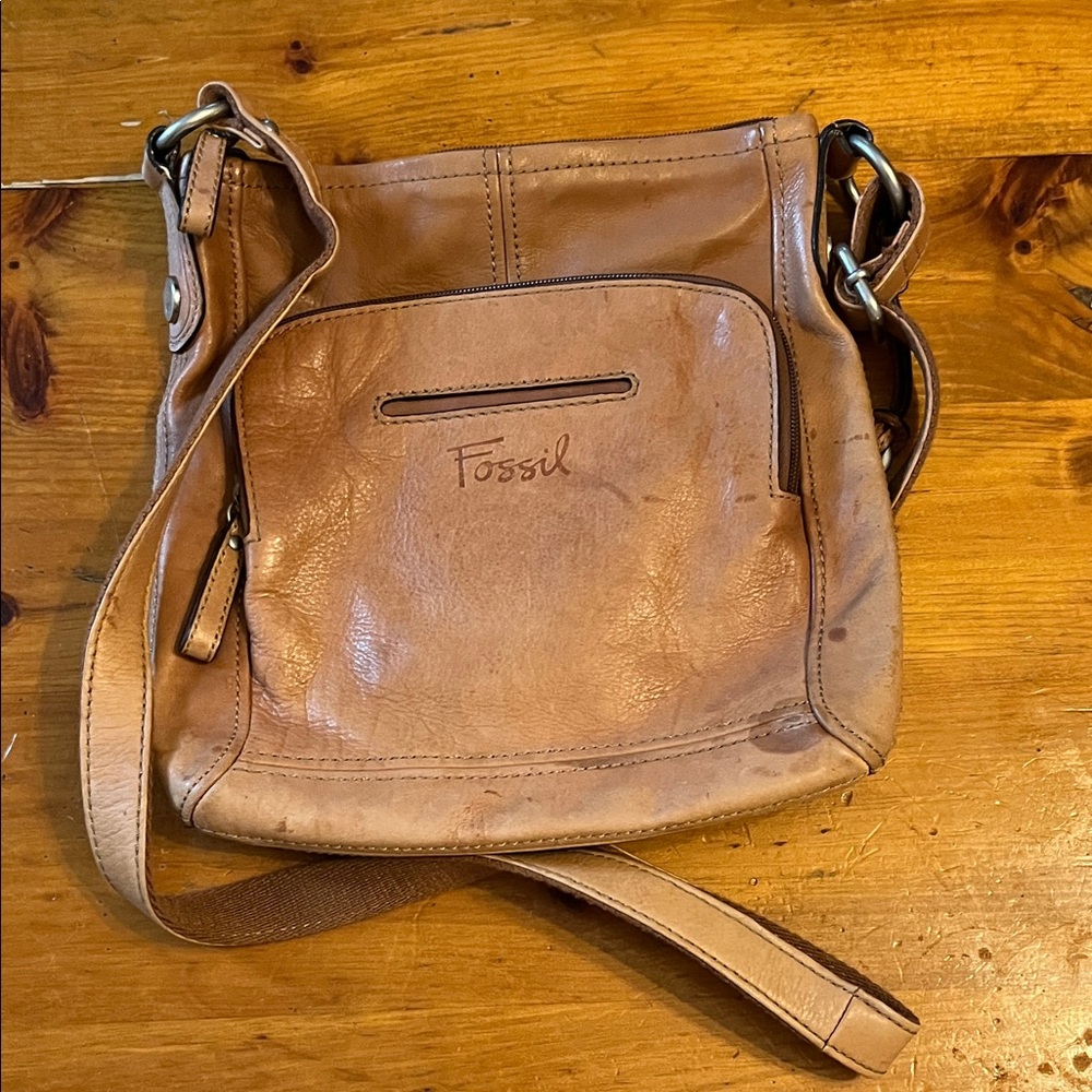 Fossil Light Brown Leather Shoulder Bag